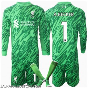 Liverpool Alisson Becker #1 Maalivahti Vieraspaita Lapsille 2024-25 Pitkähihainen (+ shortsit)